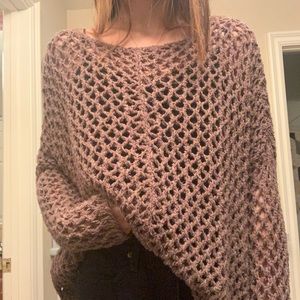 Wide knit sweater.